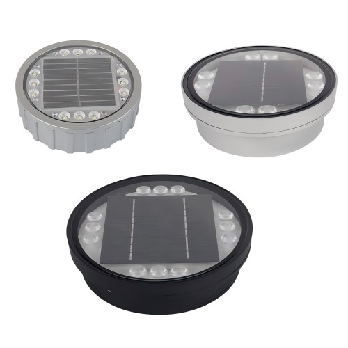 Aluminum square spike light Outdoor LED embedded floor tile light Round solar ground light