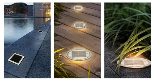 Aluminum square spike light Outdoor LED embedded floor tile light Round solar ground light